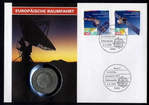 DDR Numisbrief 10 M | Europäische Raumfahrt 1991 | Worbes 149