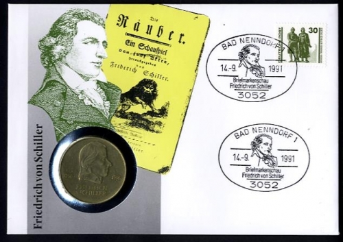DDR Numisbrief 20 M | Friedrich Schiller 1991 | Worbes 155
