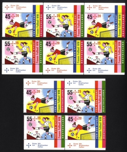 Bund 2857 + 2858, W119-122 alle Zusammendrucke MH 84 postfrisch Fußball WM