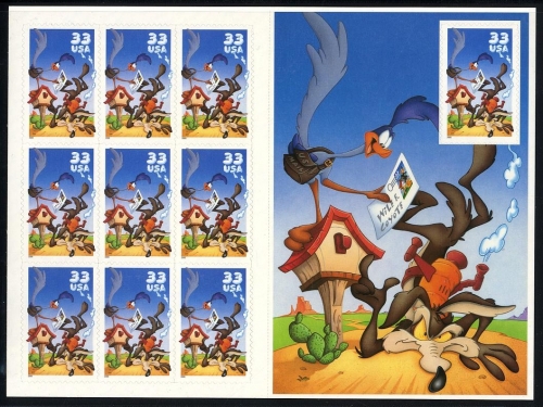 USA 2000 - MiNr. 3287 postfrisch - Folienbogen - Comic Road Runner + Coyote