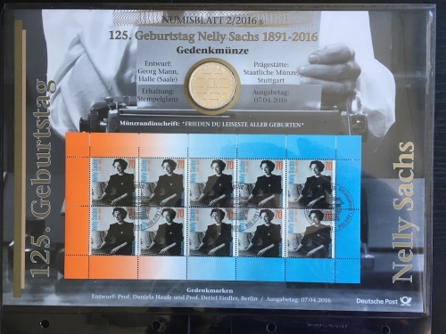 Numisblatt 2/2016 - 20 EURO - 125. Geburtstag Nelly Sachs