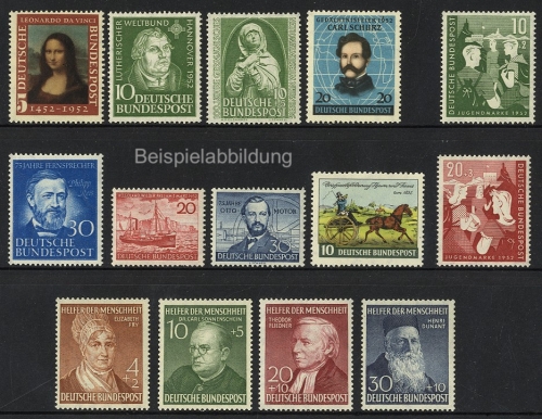 Bund Jahrgang 1952 postfrisch 150, 151, 152, 153-154, 156-159, 161 komplett