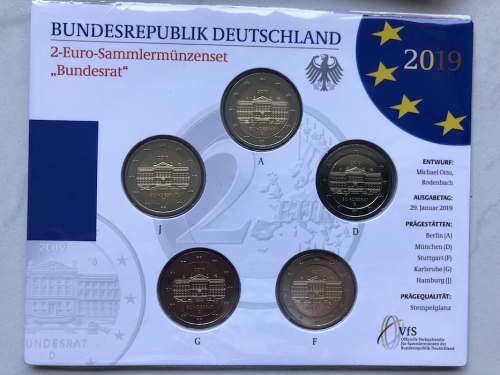 BRD 5 x 2 EURO 2019 st - ADGFJ - Bundesrat - OVP
