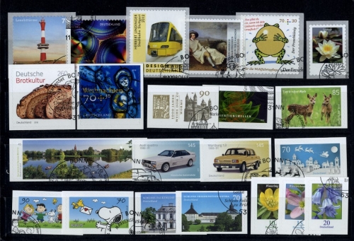 BUND Deutschland 2018 selbstklebende Briefmarken gestempelt komplett