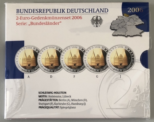 BRD 5 x 2 EURO 2006 PP - ADGFJ - Schleswig Holstein - OVP