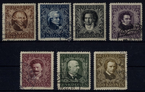 Österreich 1922 - Nr. 418-424 A gestempelt - Komponisten Musiker