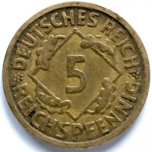Weimar - 5 Reichspfennig 1926 E - selten!