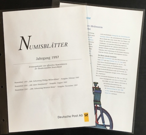 NUMISBLATT Jahresinhaltsverzeichnis + Beschreibungsblätter Numisblätter 1997