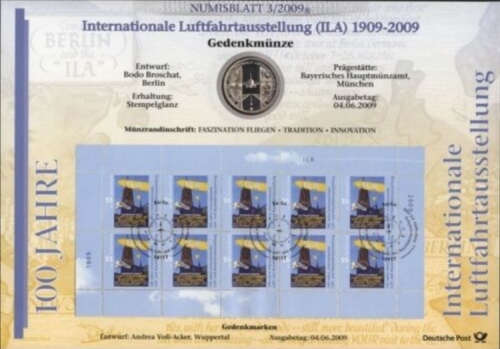 BUND Numisblatt 3/2009 - 10 EURO - Internationale Luftfahrtausstellung ILA