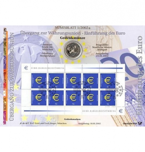 BUND Numisblatt 1/2002 - 10 EURO - Einführung des EURO
