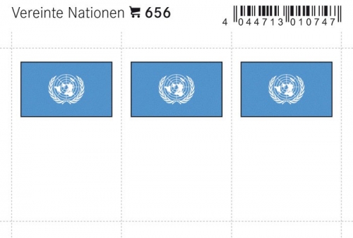 6 farbige Flaggensticker Vereinte Nationen