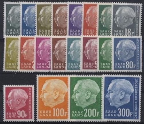 Saarland, Michel Nr. 409-428 postfrisch - Heuss II