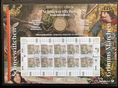 Numisblatt 1/2013 - 10 EURO - Schneewittchen - Grimms Märchen