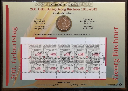 Numisblatt 4/2013 - 10 EURO - 200. Geburtstag Georg Büchner