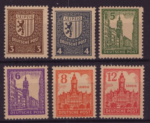 SBZ, West-Sachsen Michel Nr. 156-161 y postfrisch - gelbliches Papier