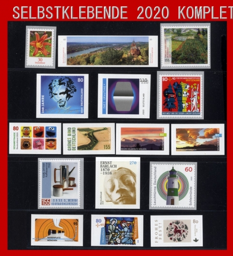 BRD / BUND 2020 selbstklebende Briefmarken postfrisch komplett