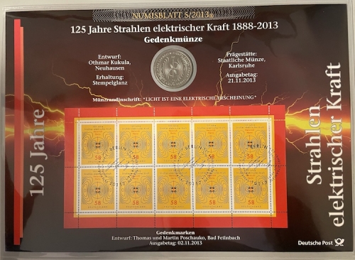 Numisblatt 5/2013 - 10 EURO - 125 Jahre Strahlen elektrischer Kraft
