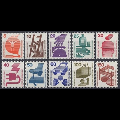 Bund, Michel Nr. 694-703 A postfrisch - Freimarken Unfallverhütung (I)