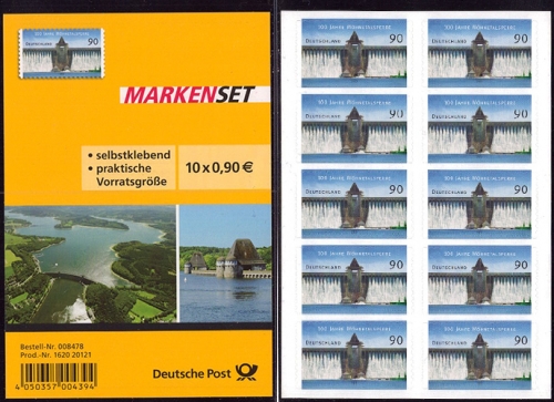 Bund, Folienblatt 30 postfrisch, MiNr. 3009 - 100 Jahre Möhnetalsperre