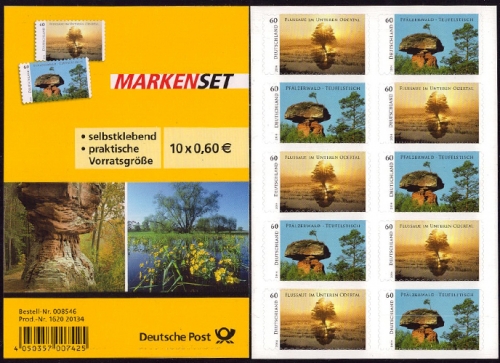 Bund, Folienblatt 39 postfrisch, MiNr. 3080-82 - Wildes Deutschland: Odertal und Pfälzer Wald