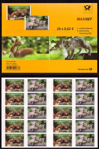 Bund, Folienblatt 44 postfrisch, MiNr. 3129-3130 Tierbabys: Eichhörnchen und Wildkatze