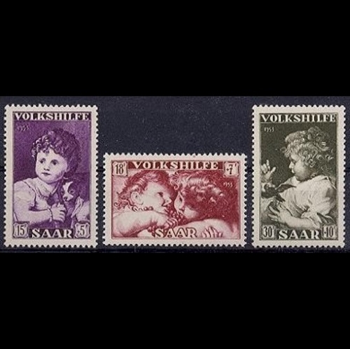 Saarland, Michel Nr. 344-346 postfrisch - Volkshilfe 1953 Gemälde