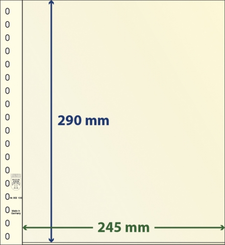 10 LINDNER-T Blanko-Blätter mit einer Tasche: 290 mm