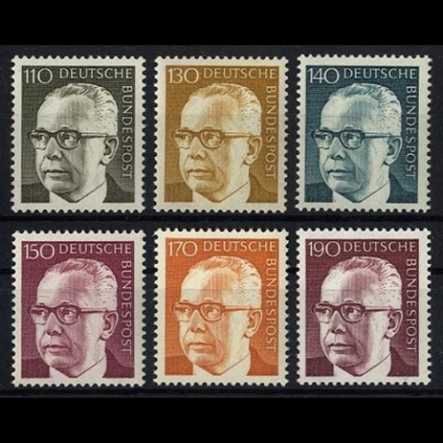 Bund, Michel Nr. 727-732 postfrisch - Bundespräsident Gustav Heinemann (III)