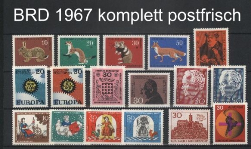 Bund Jahrgang 1967 postfrisch komplett