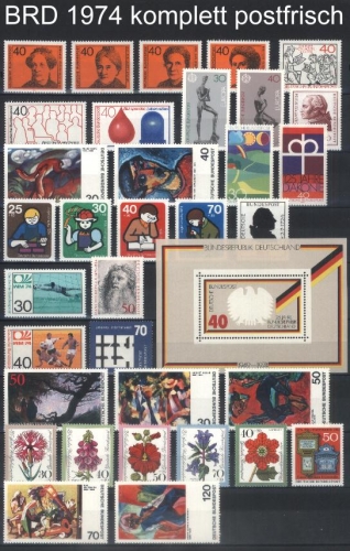 Bund Jahrgang 1974 postfrisch komplett