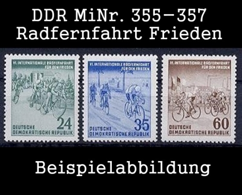 DDR, MiNr. 355-357 postfrisch Radfernfahrt für den Frieden nach Prag