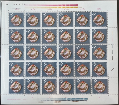 DDR, MiNr. 2186 DV DWD Zähnung L kompletter Bogen postfrisch Druckvermerk