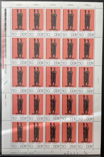 DDR, MiNr. 2145 DV DWD II Zähnung L kompletter Bogen FNr. II postfrisch Druckvermerk