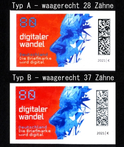 Bund, MiNr. 3592 A + B beide Zähnungen - Digitaler Wandel selbstklebend