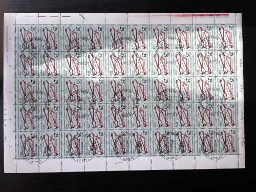 DDR, MiNr. 2642 DV WPD kompletter Bogen gestempelt Druckvermerk