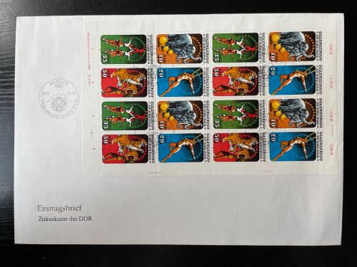 DDR, MiNr. 2983-2986 FDC Ersttagsbrief "Zirkuskunst in der DDR"