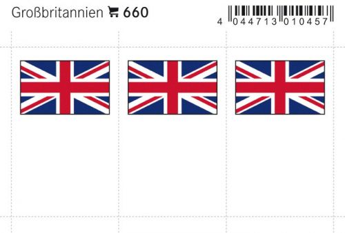 6 farbige Flaggensticker Großbritannien
