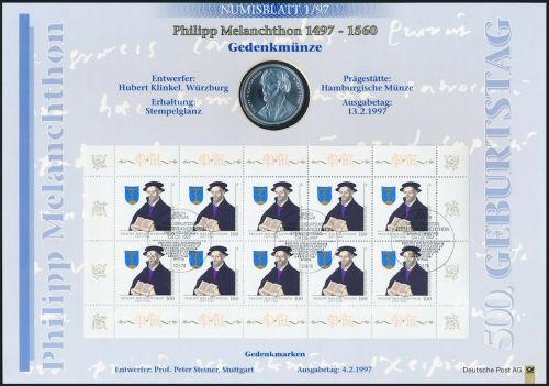 BUND Numisblatt 1/1997 - 10 DM Philipp Melanchthon