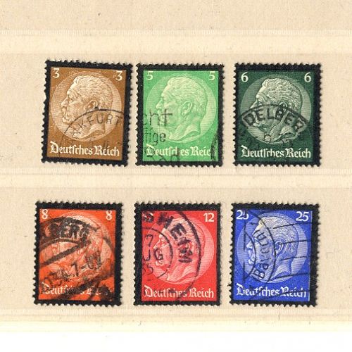 Deutsches Reich Michel Nr. 548-553 gestempelt - Hindenburg mit Trauerrand