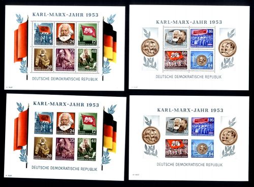 DDR Block 8A, 8B, 9A, 9B postfrisch - alle 4 Marx-Blocks
