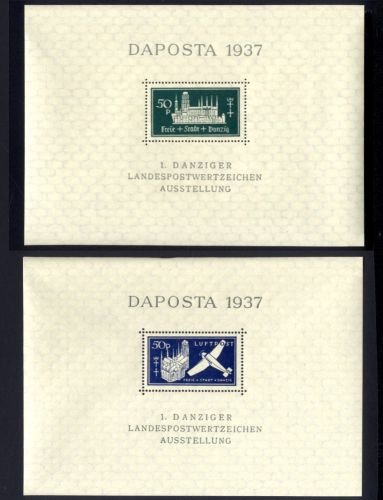 DANZIG Block 1 + 2 postfrisch - Blockpaar DAPOSTA 1937