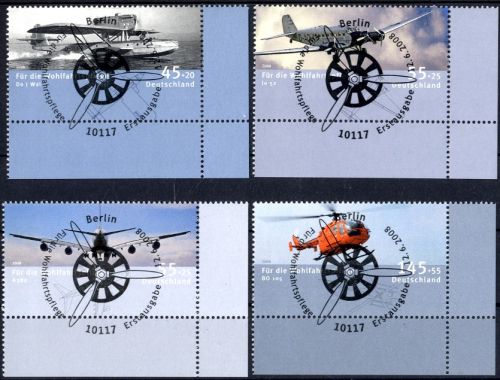 Bund 2670-2673 gestempelt ESST Vollstempel Eckrand Ecke - Flugzeug Helikopter