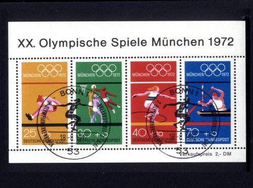 Bund, Block 8 gestempelt - Olympia 1972 Sonderstempel SST BONN 1