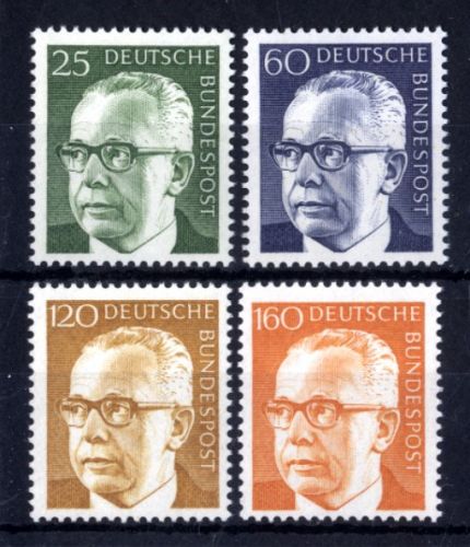 Bund, Michel Nr. 689-692 postfrisch - Bundespräsident Gustav Heinemann (II)