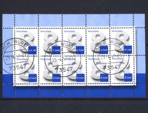 Bund, Michel Nr. 3188 - 10er Bogen gestempelt - 8 cent