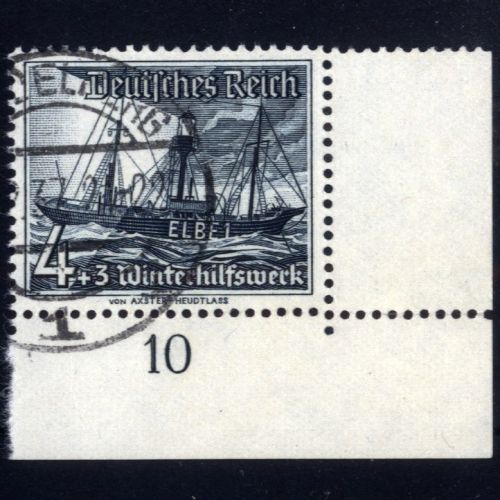 Deutsches Reich Mi-Nr. 652 BE ur Ecke Eckrand gestempelt Vollstempel - WHW Schiffe