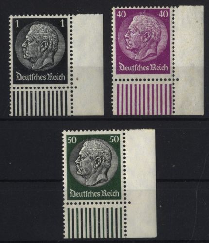 Deutsches Reich MiNr. 512, 524, 525 W BE Ecke Eckrand postfrisch - Walzendruck