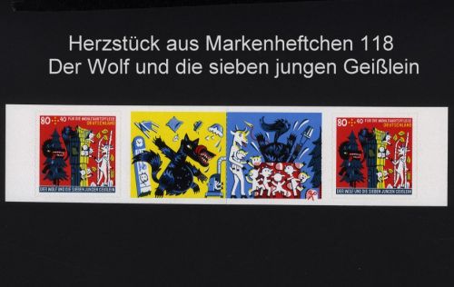 Bund Herzstück aus MH 118 - MiNr. 3526 Zwischenstegpaar - Der Wolf und die 7 Geißlein
