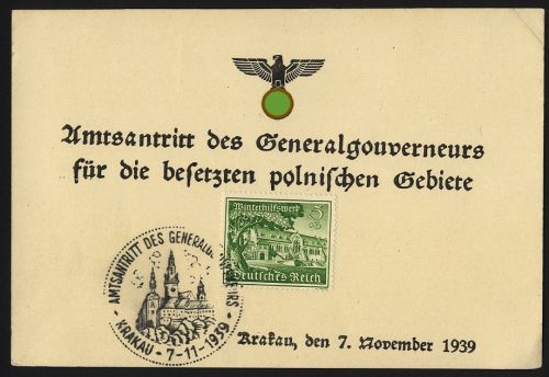 Generalgouvernement Karte Amtsantritt des Gouverneurs KRAKAU 1939