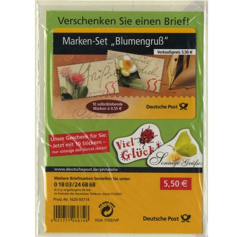 Bund Markenheftchen MH 55 a B postfrisch im Blister mit Stickern - Blumengruß 2004